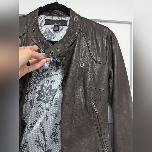 LINE 100% Lambskin Leather Jacket - Picture 6 of 17